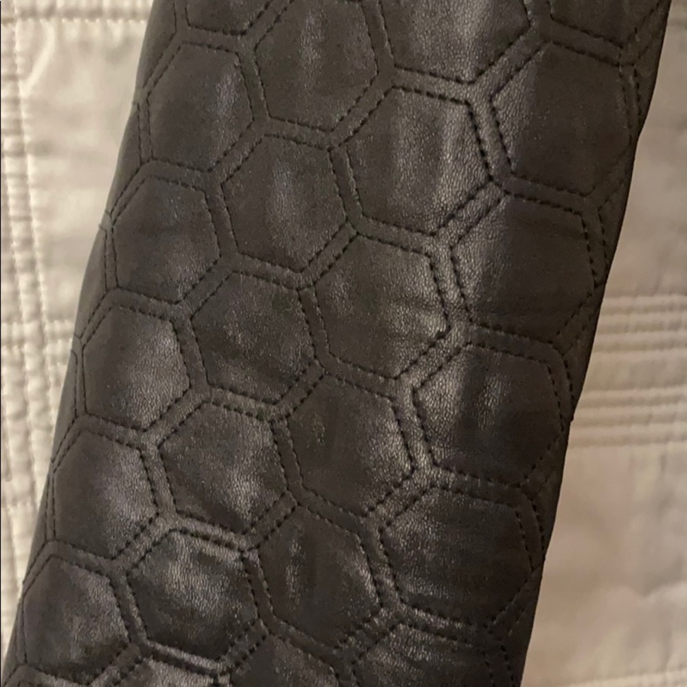 Badgley Mischka Black and Gray Leather Jacket - Picture 2 of 8